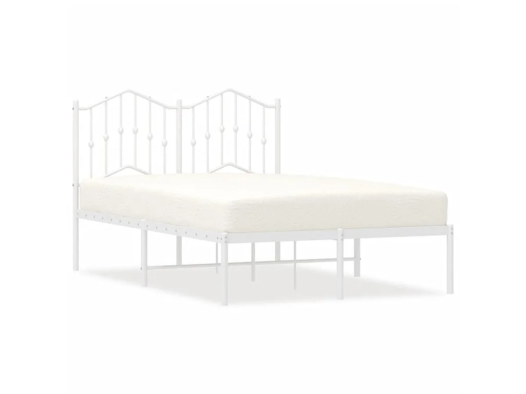 Lit-120x190 cm métal avec tête de lit blanc EGGB42068