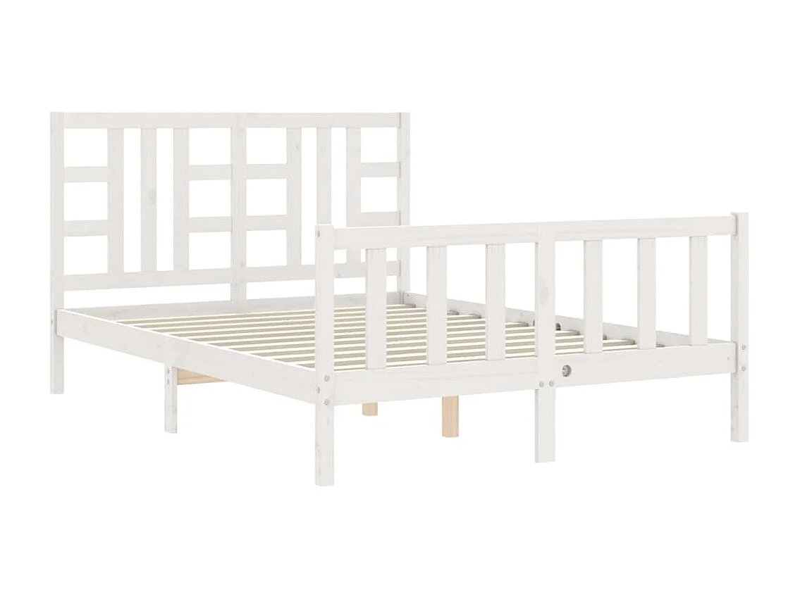 Bedframe met hoofdbord massief hout wit NL43582