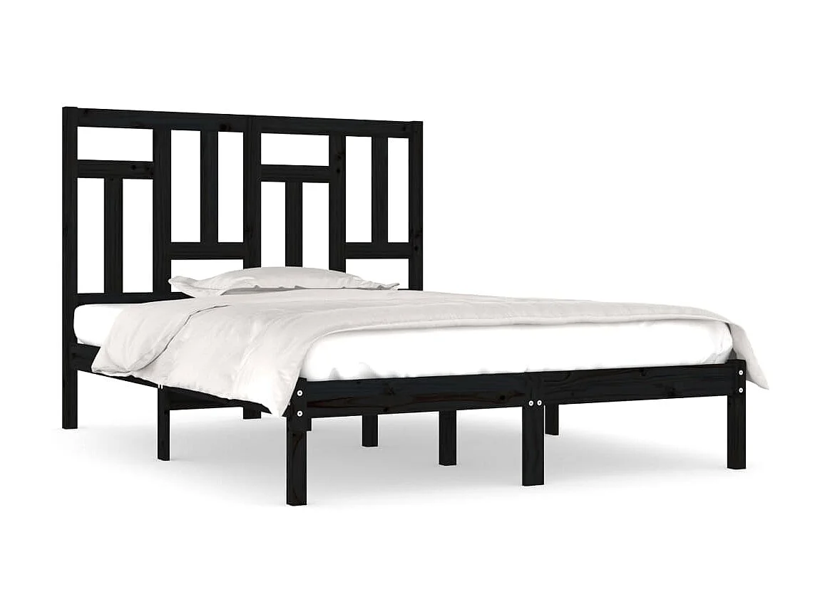 Lit-200x200 cm Noir Bois de pin massif EGGB65361