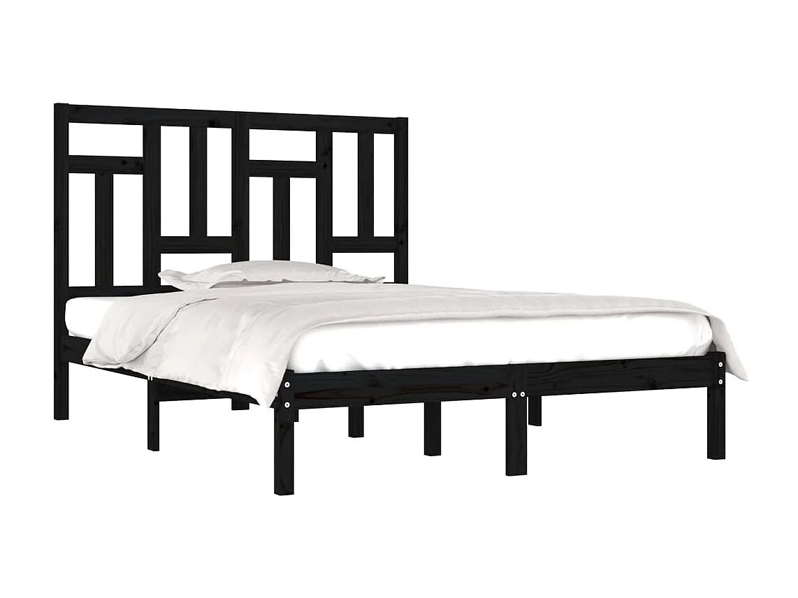 Lit-200x200 cm Noir Bois de pin massif EGGB65361