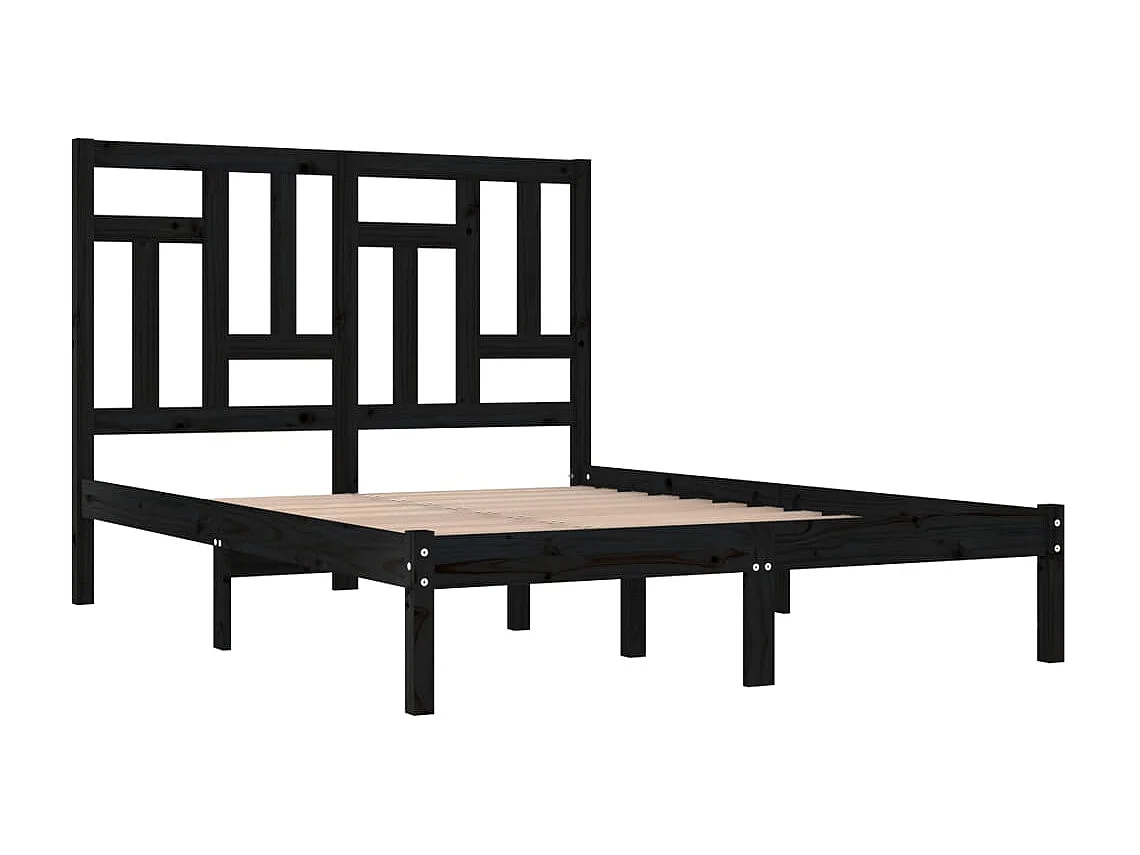 Lit-200x200 cm Noir Bois de pin massif EGGB65361