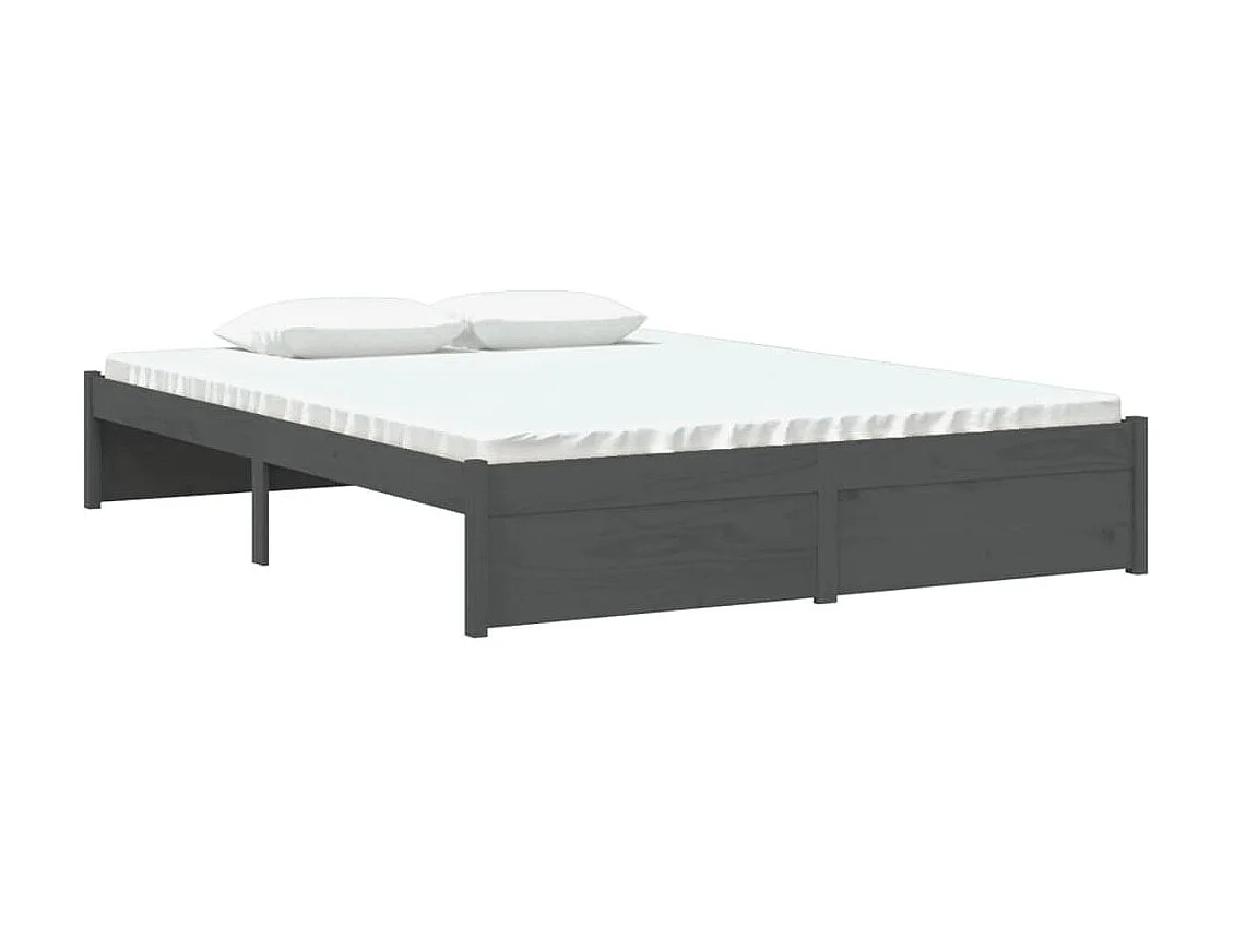 Lit-135x190 cm Gris Bois massif Double EGGB31124