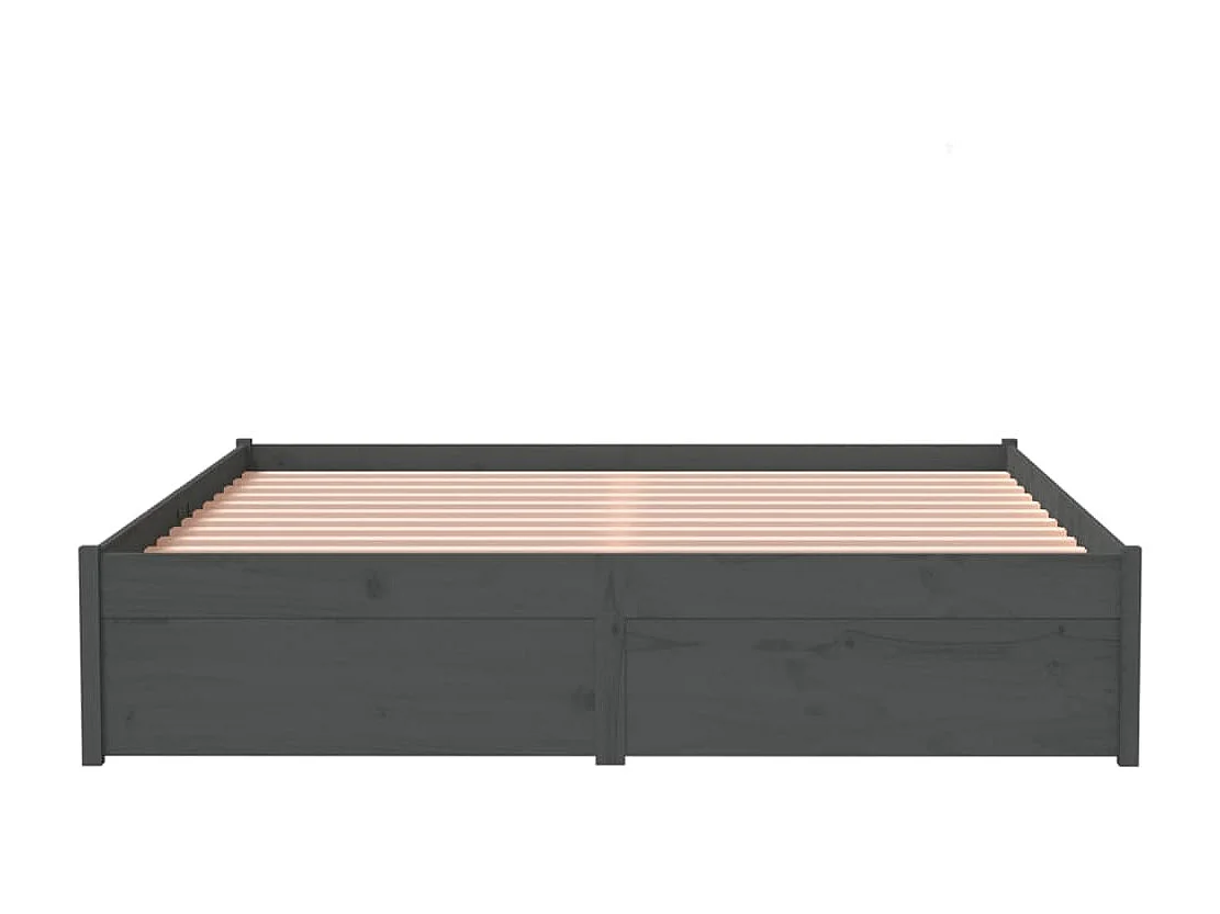 Lit-135x190 cm Gris Bois massif Double EGGB31124