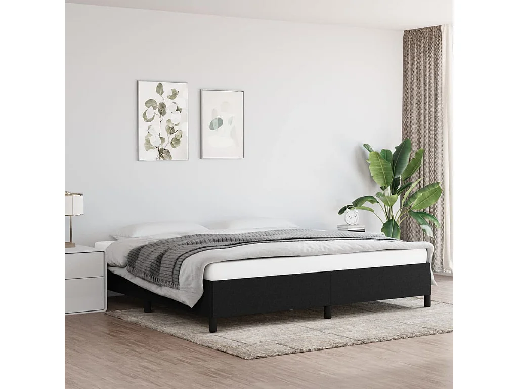 Lit-200x200 cm Noir Tissu EGGB72081