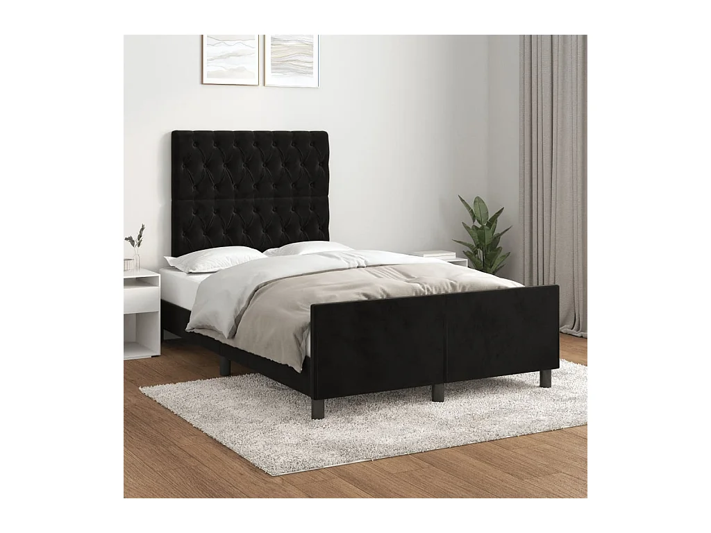 Lit-120x200 cm avec tête de lit Noir Velours EGGB76898