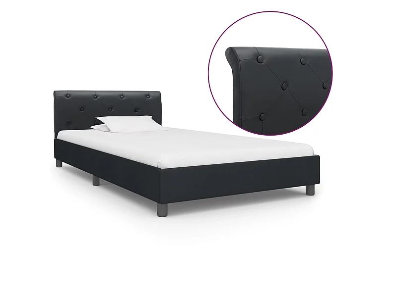 Lit-100x200 cm Noir Similicuir EGGB16836