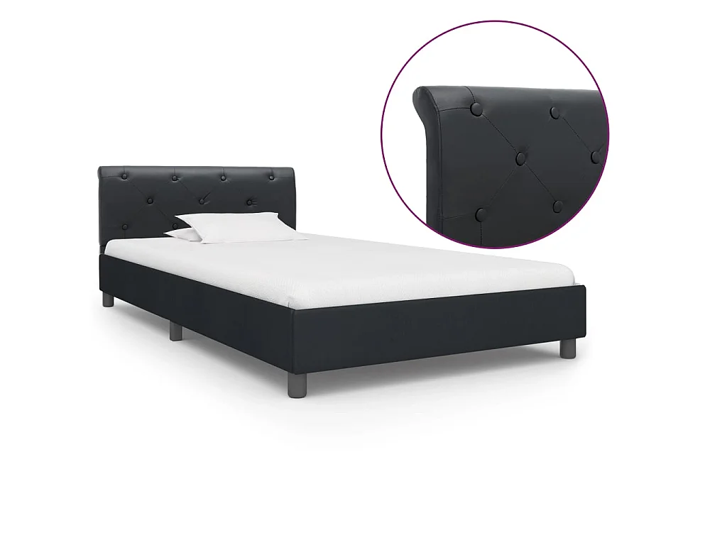 Lit-100x200 cm Noir Similicuir EGGB16836