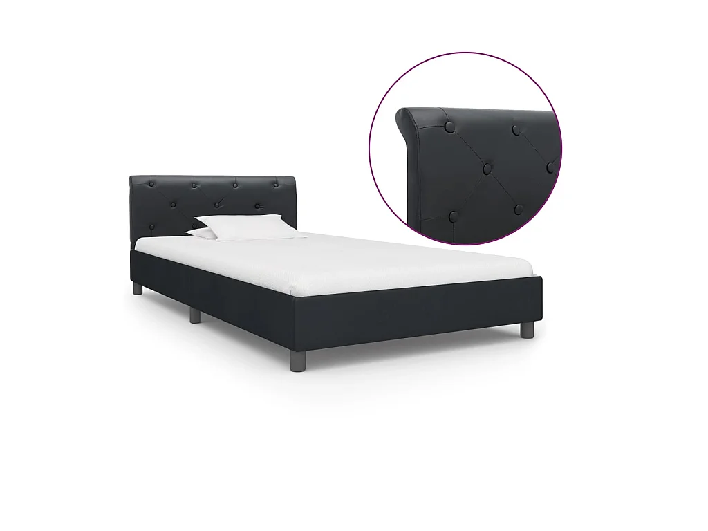 Lit-100x200 cm Noir Similicuir EGGB16836