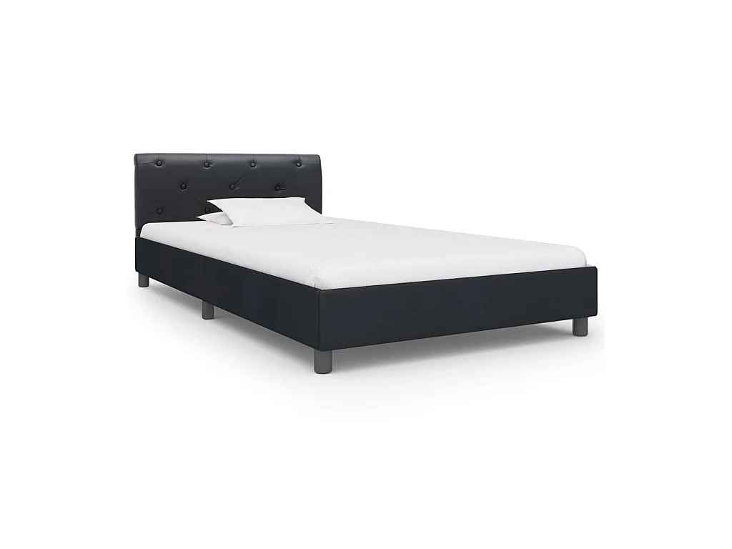 Cama 100x200 cm de cuero sintético negro ES58315