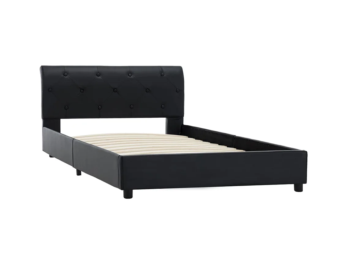 Cama 100x200 cm de cuero sintético negro ES58315