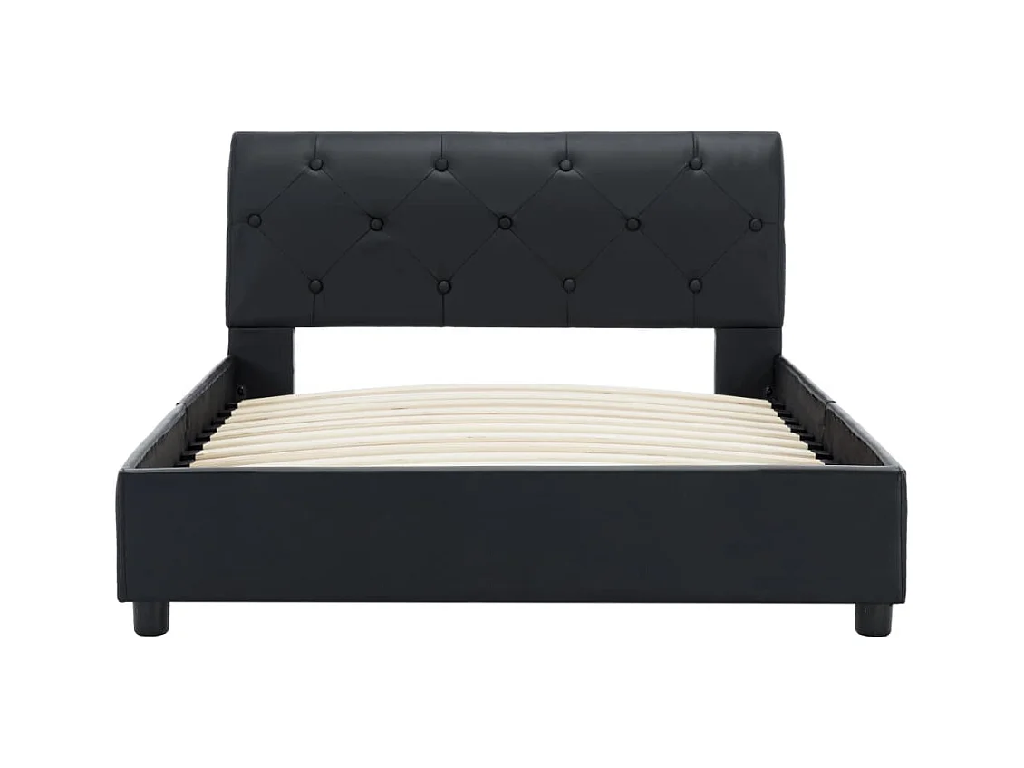 Cama 100x200 cm de cuero sintético negro ES58315
