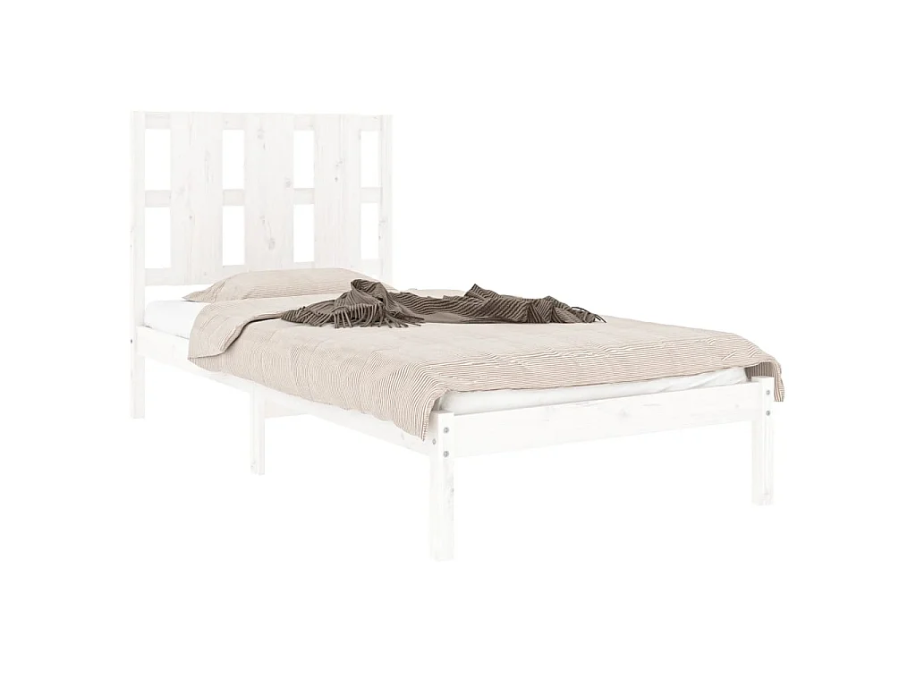 Lit-90x200 cm Blanc Bois de pin massif EGGB22507