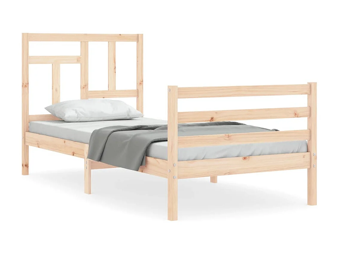 Cama 90x190 cm con cabecero madera maciza ES50941