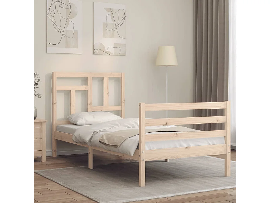 Cama de solteiro c/ cabeceira madeira maciça PT568422