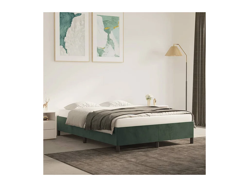 Lit-140x200 cm Vert foncé Velours EGGB55588
