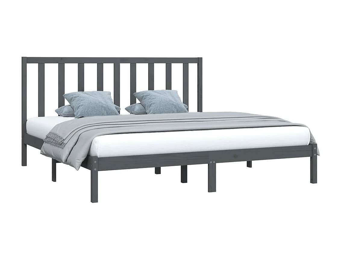 Lit-200x200 cm Gris Bois de pin massif EGGB33644