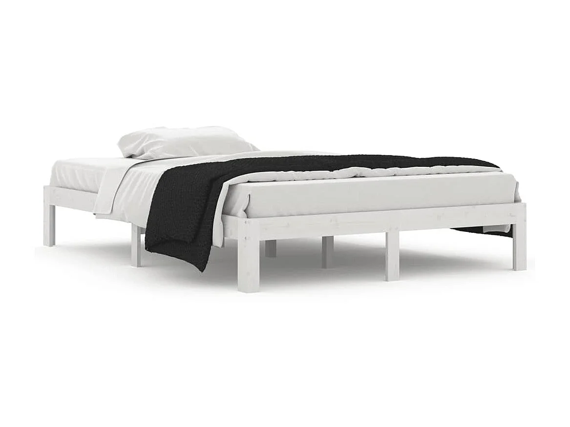 Cama 140x200 cm madera maciza de pino blanca ES84190