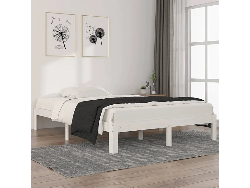Cama 140x200 cm madera maciza de pino blanca ES84190