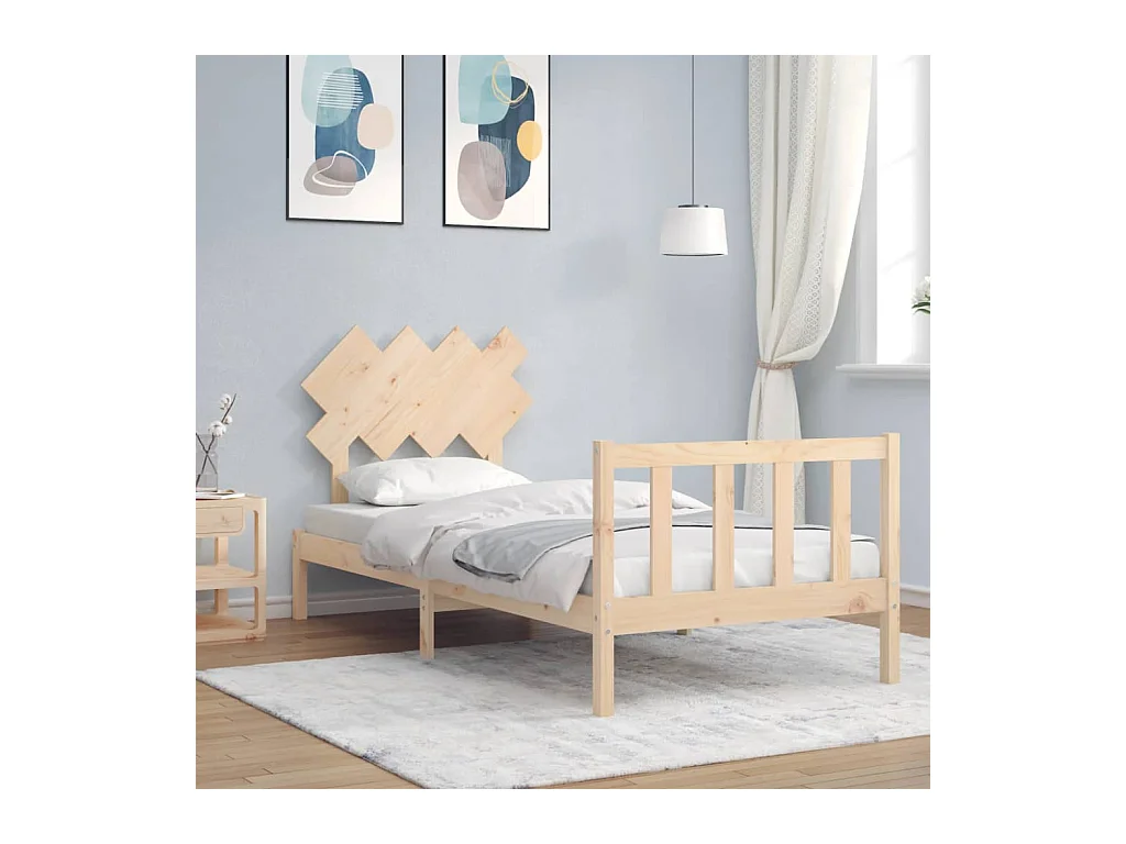 Lit-90x200 cm avec tête de lit bois massif EGGB85666