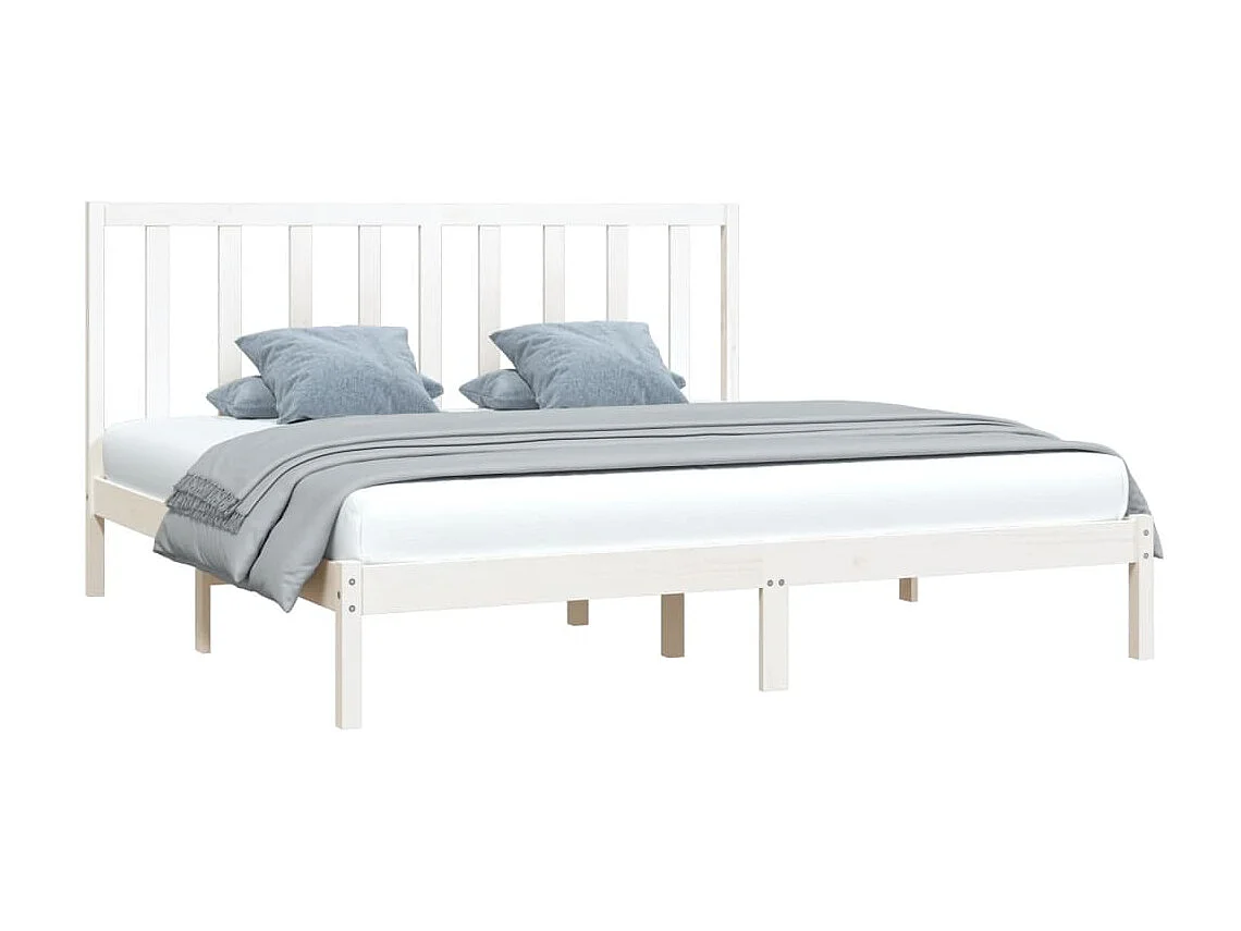 Cama 200x200 cm pinho maciço branco PT490824