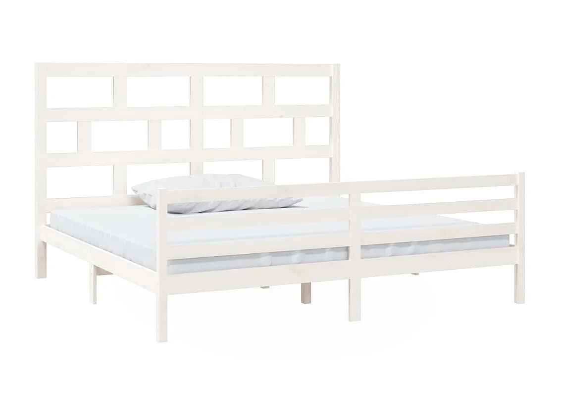 Cama 200x200 cm madeira de pinho maciça branco PT145752