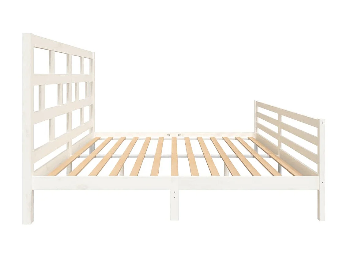 Cama 200x200 cm madeira de pinho maciça branco PT145752