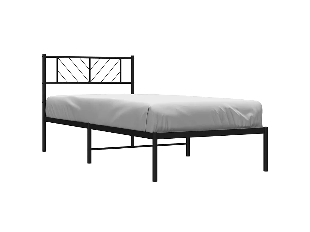 Lit-100x200 cm métal avec tête de lit noir EGGB81932
