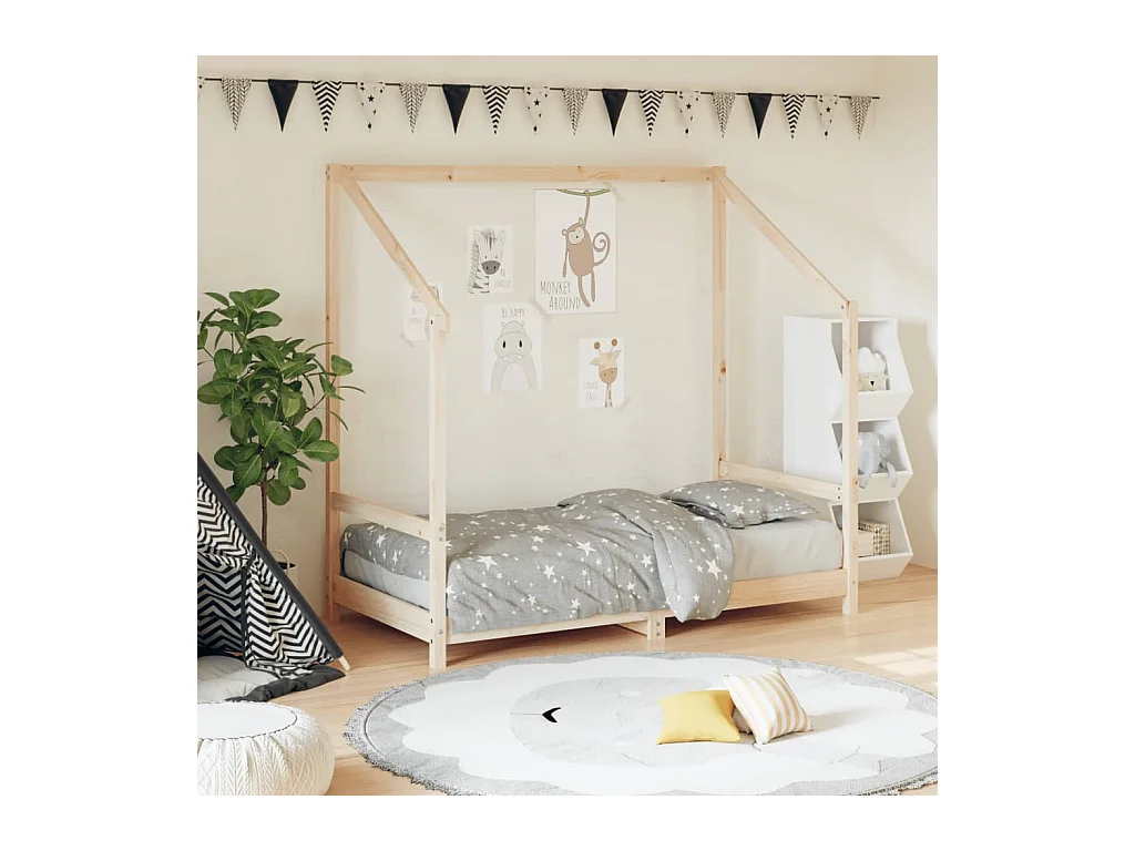 Lit-80x160 cm pour enfant bois de pin massif EGGB78315