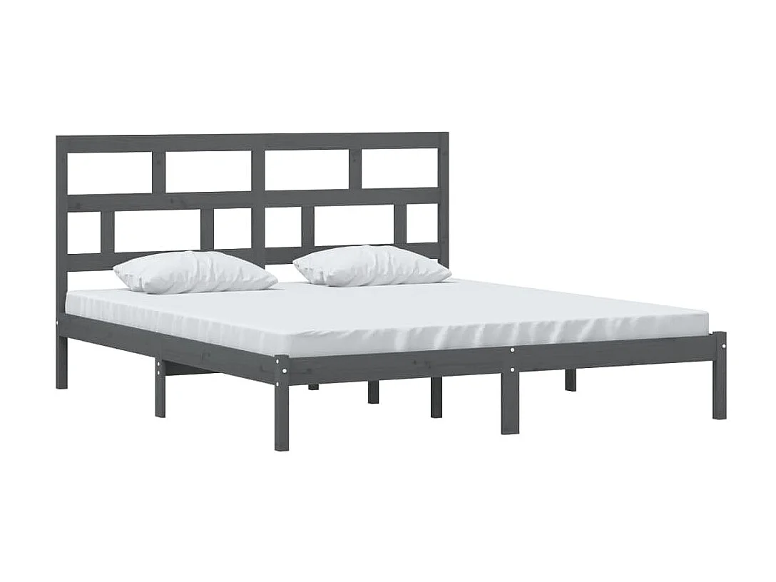 Lit-180x200 cm Gris Bois massif Super King EGGB37653