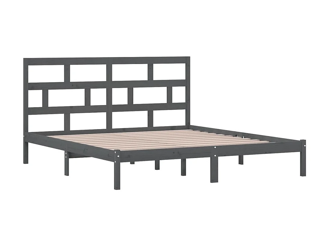 Lit-180x200 cm Gris Bois massif Super King EGGB37653