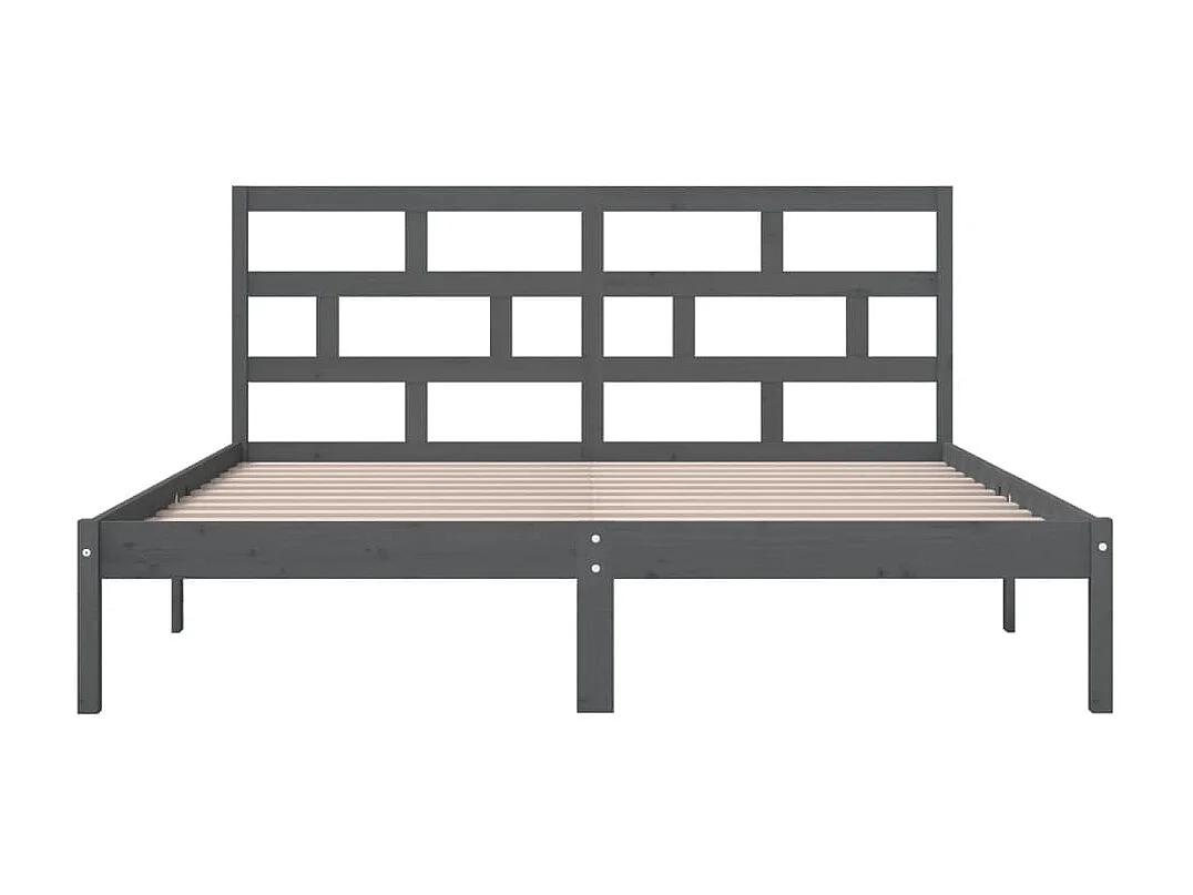 Lit-180x200 cm Gris Bois massif Super King EGGB37653