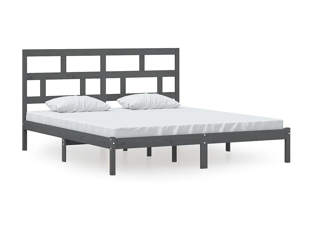 Lit-180x200 cm Gris Bois massif Super King EGGB37653