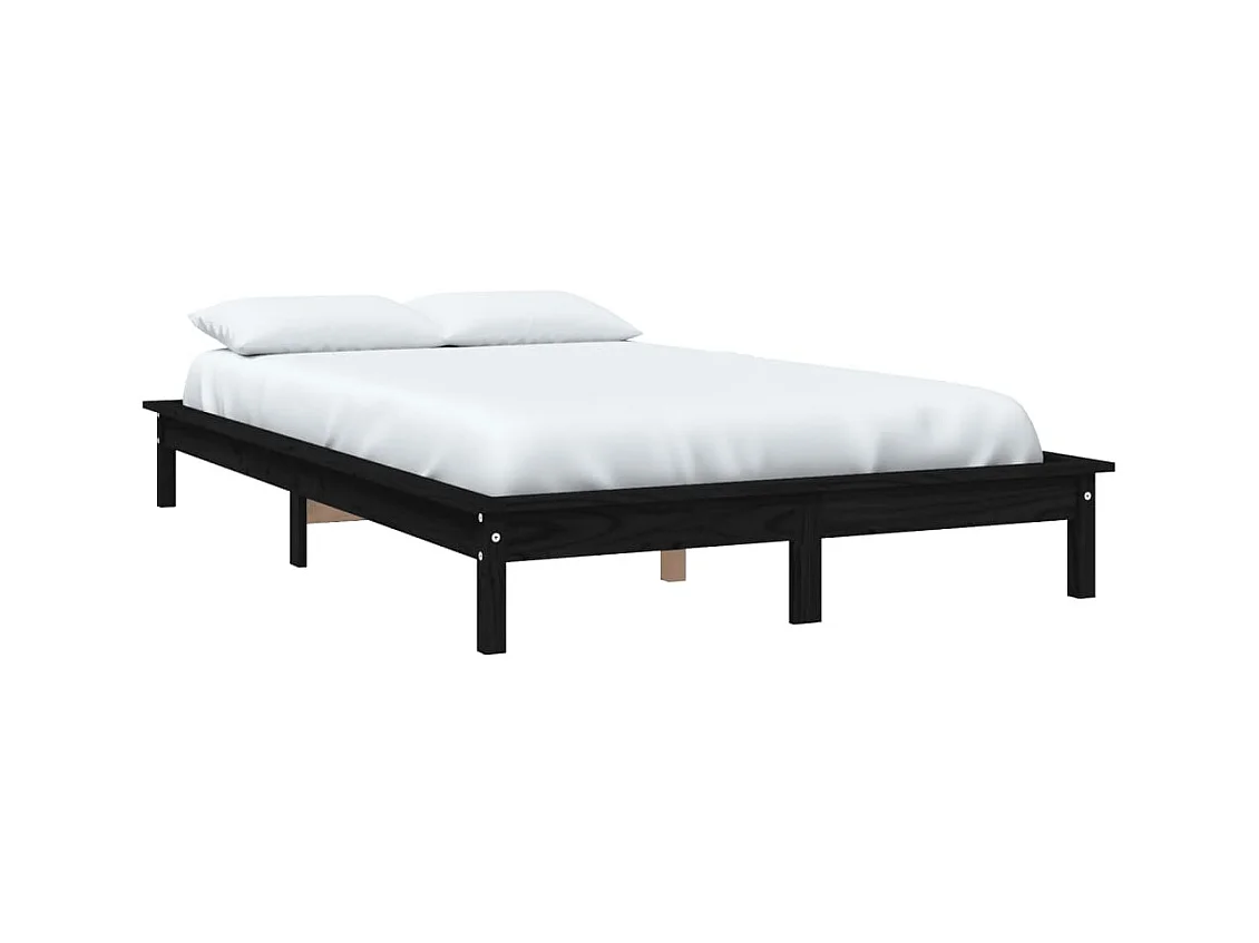 Cama 140x190 cm de madera maciza de pino negro ES87154
