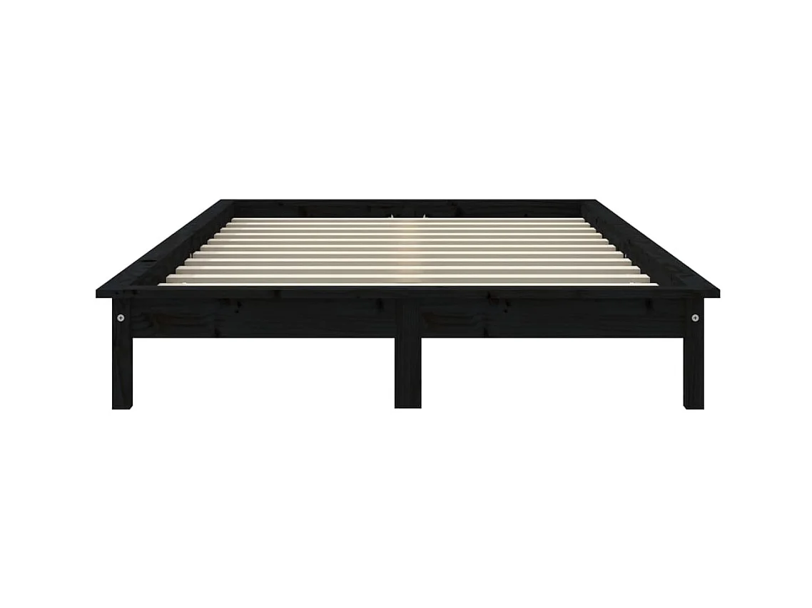 Cama 140x190 cm de madera maciza de pino negro ES87154