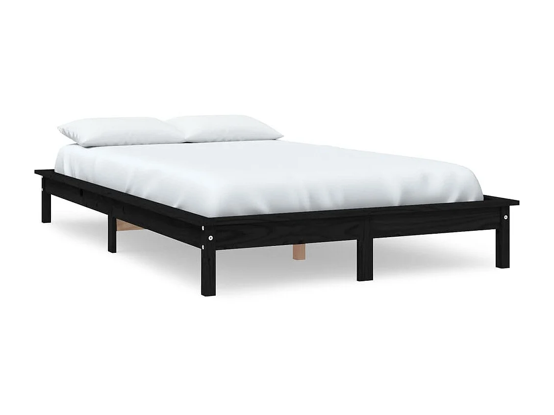 Cama 140x190 cm madeira de pinho maciça preto PT606772