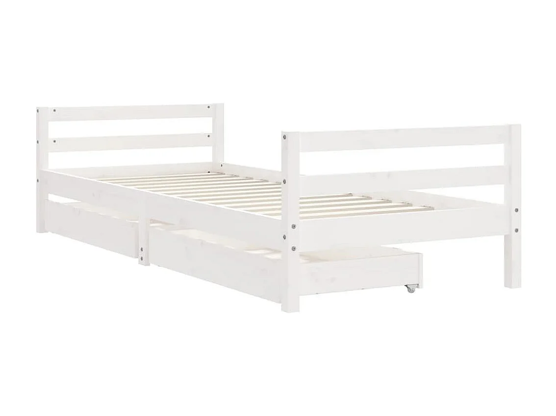 Lit-80x200 cm enfant tiroirs blanc bois de pin massif EGGB35433
