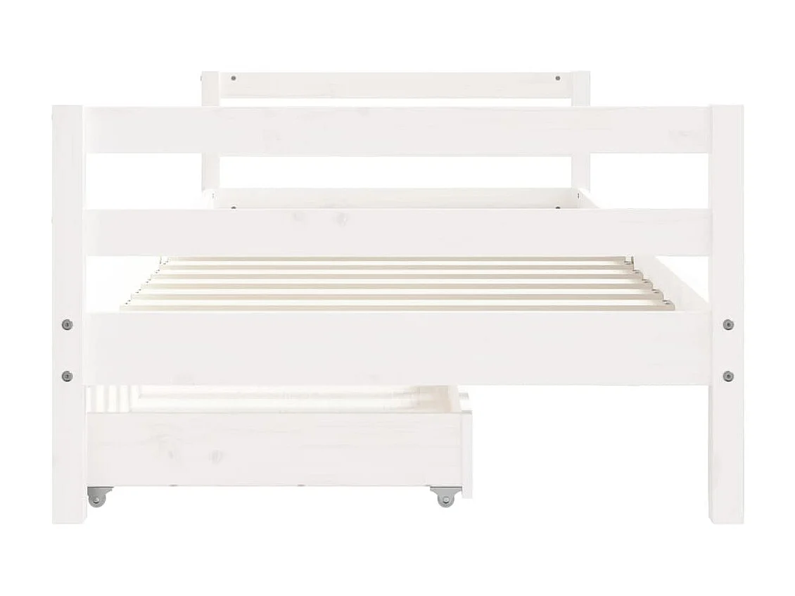 Cama infantil c/ gavetas 80x200cm pinho maciço branco PT377528