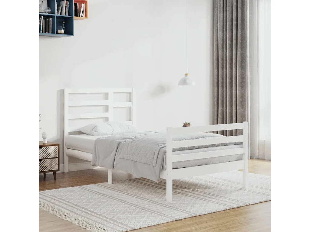 Cama 90x200 cm madera maciza blanco ES97229