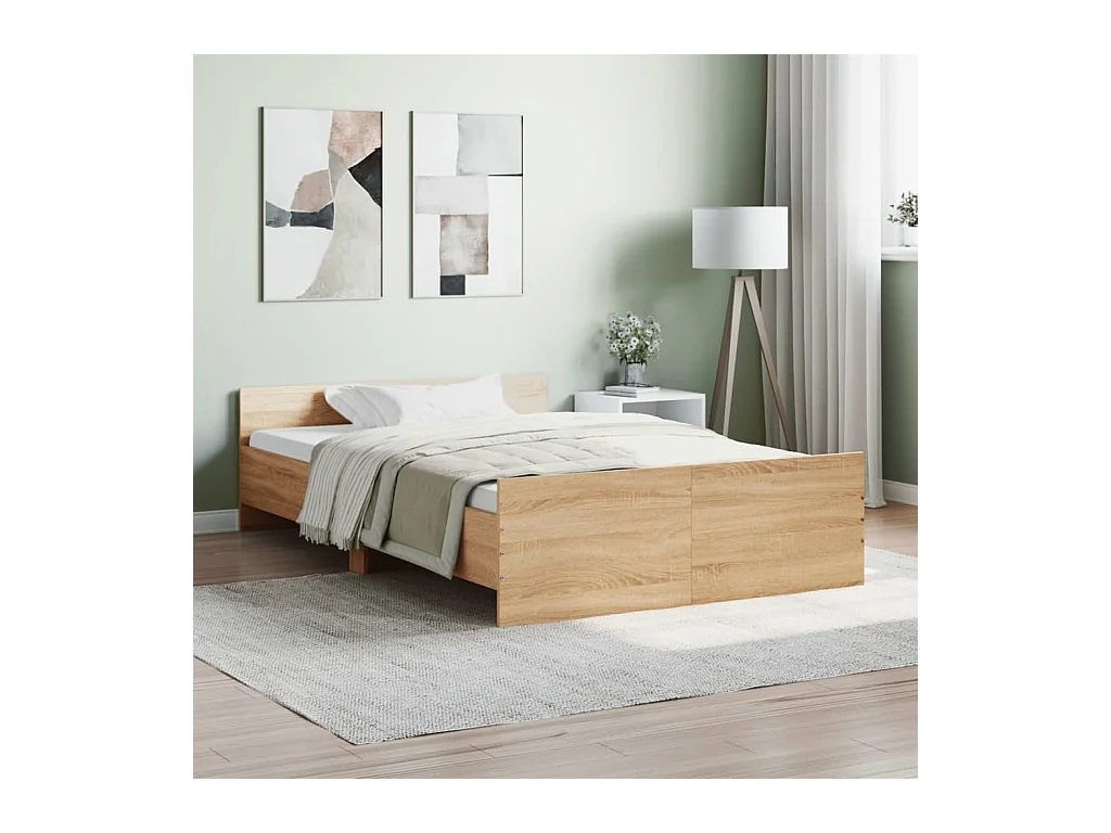 Lit-120x190 cm tête de lit et pied de lit chêne sonoma EGGB43380