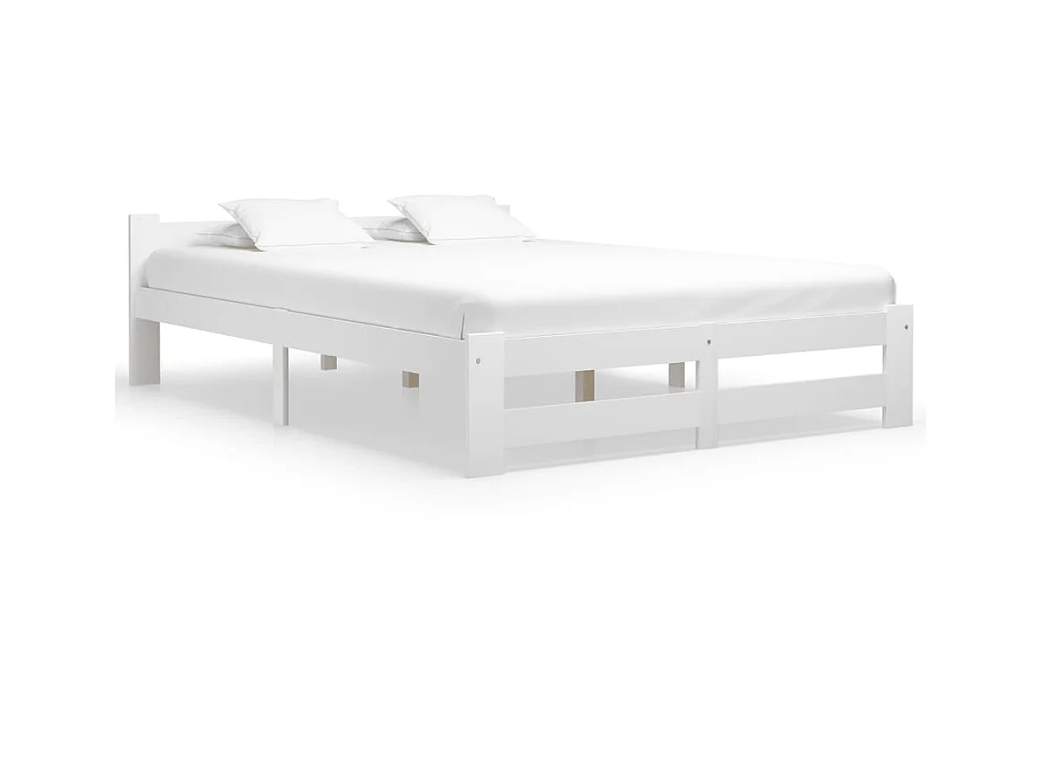 Lit-160x200 cm Blanc Bois de pin massif EGGB57335
