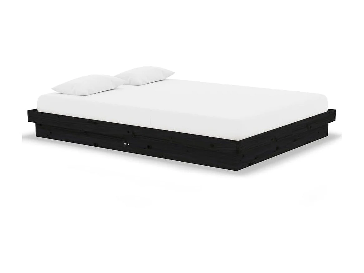 Lit-140x190 cm Noir Bois massif EGGB26374