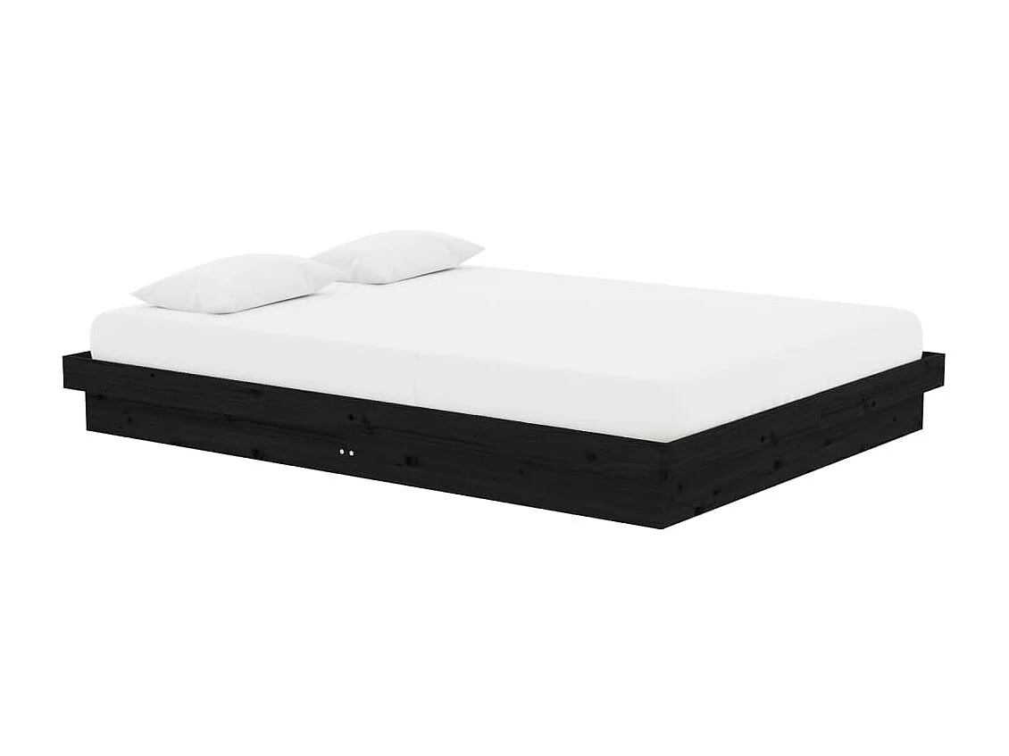 Lit-140x190 cm Noir Bois massif EGGB26374