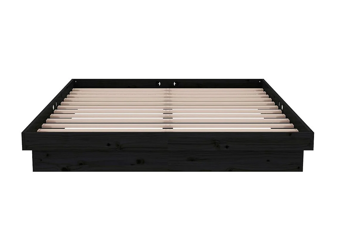 Lit-140x190 cm Noir Bois massif EGGB26374