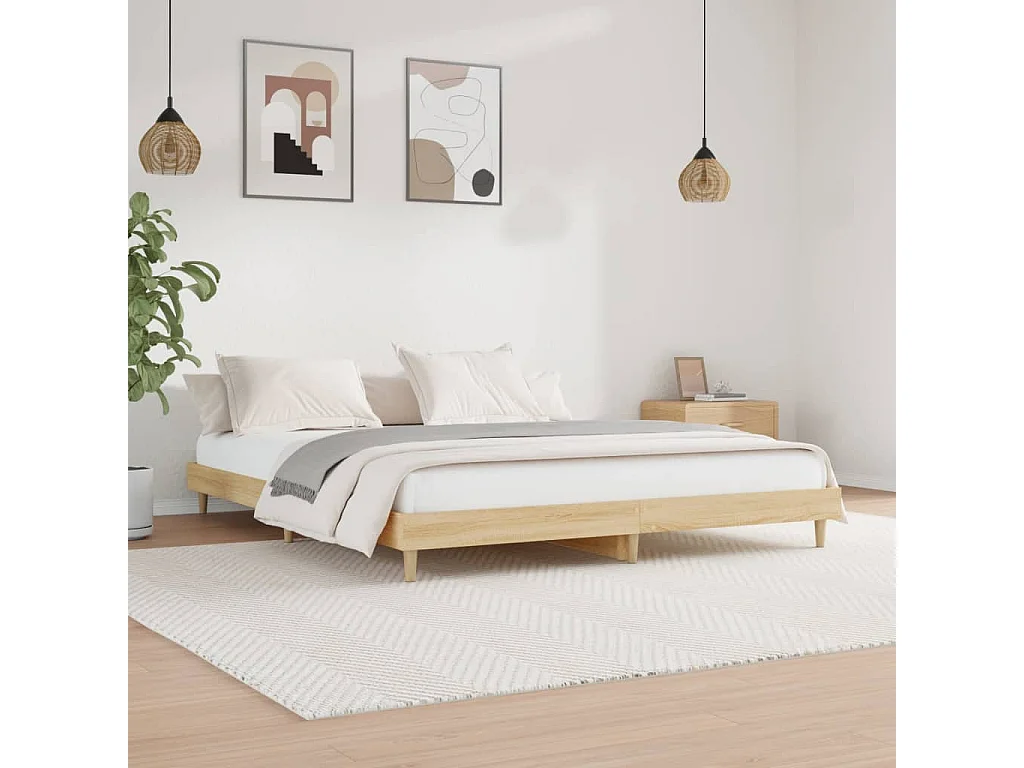 Cama 140x200 cm madera de ingeniería roble Sonoma ES85307