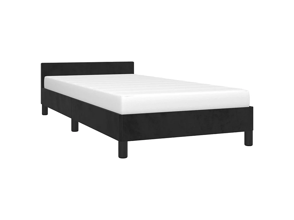 Cama c/ cabeceira 100x200 cm veludo preto PT944080