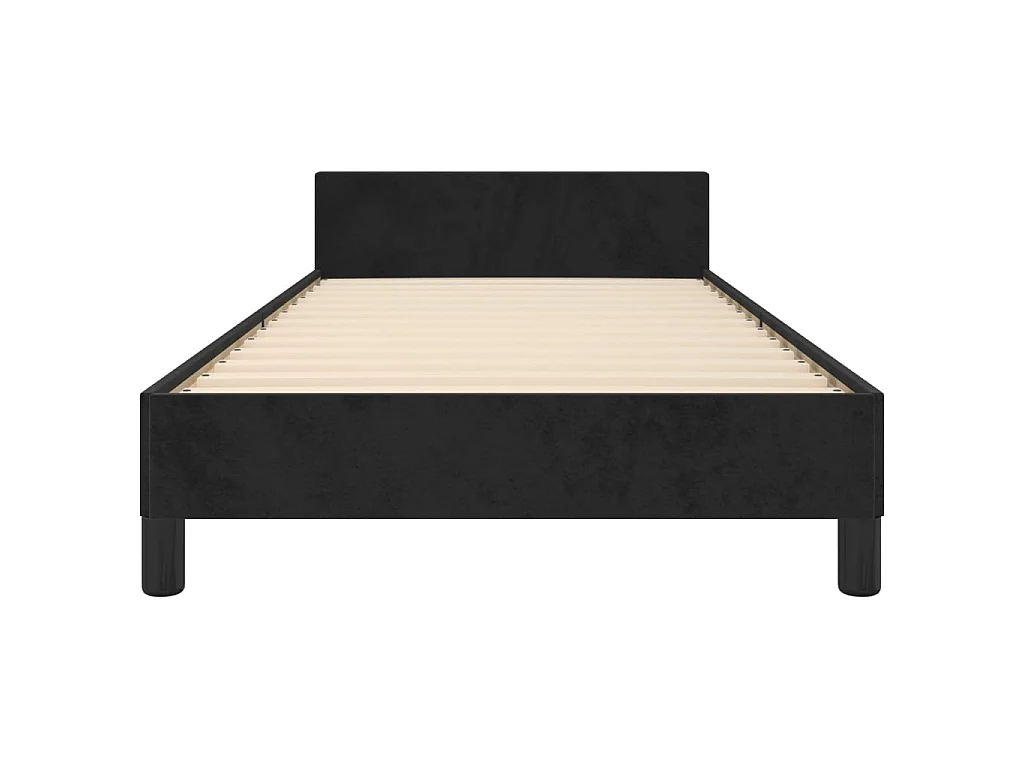 Cama c/ cabeceira 100x200 cm veludo preto PT944080