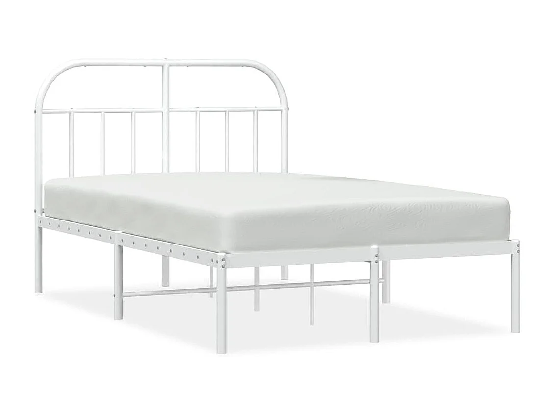 Lit-135x190 cm métal avec tête de lit blanc EGGB70606