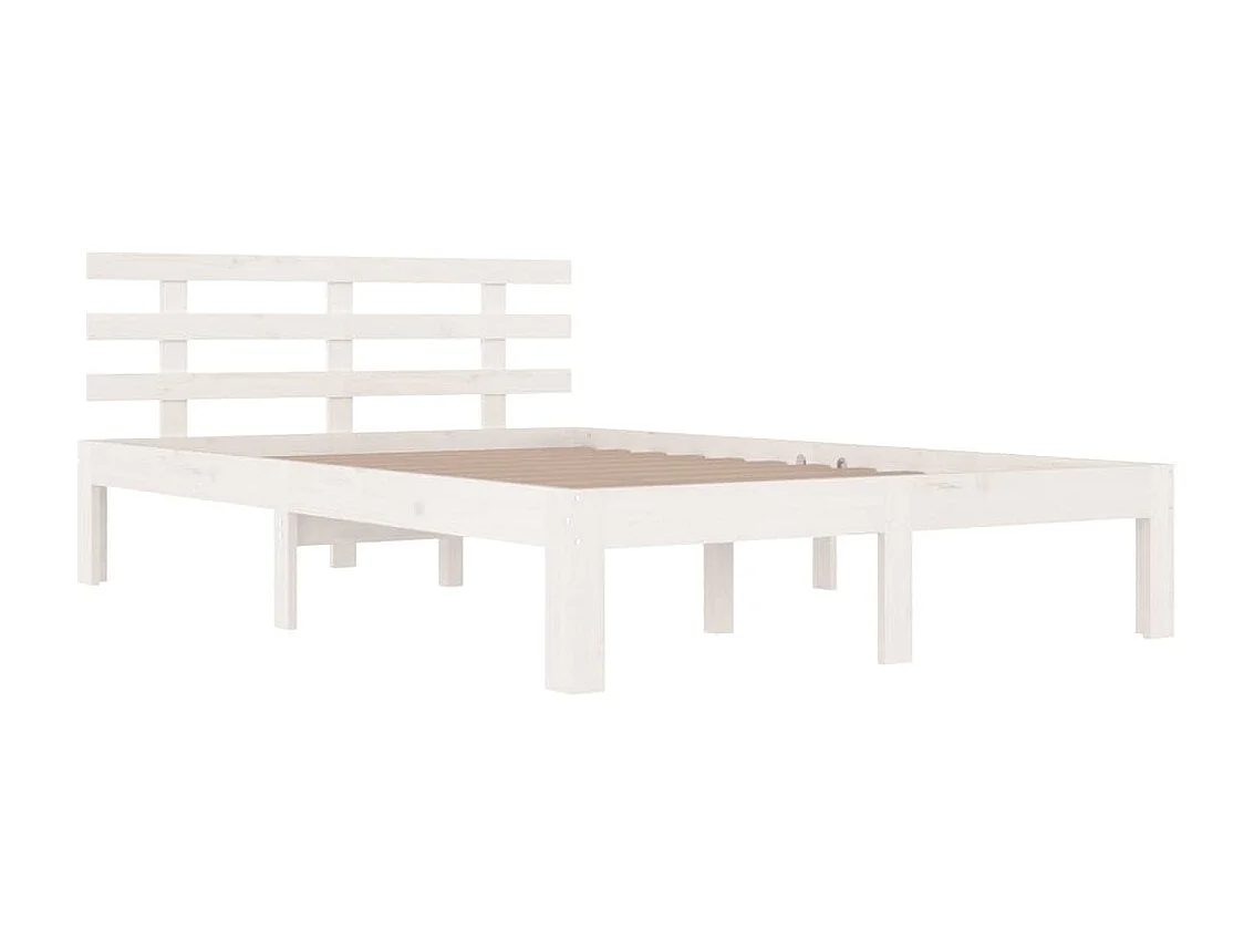 Cama 150x200 cm madera maciza blanca King Size ES44101