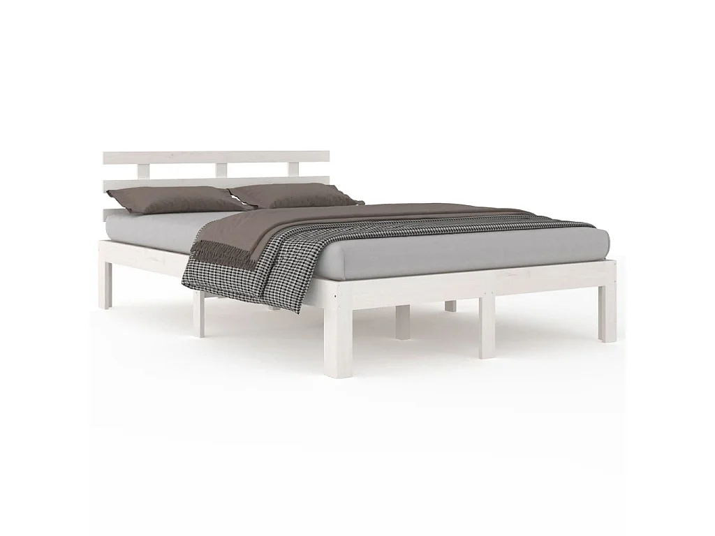 Lit-150x200 cm Blanc Bois massif Très grand EGGB76139