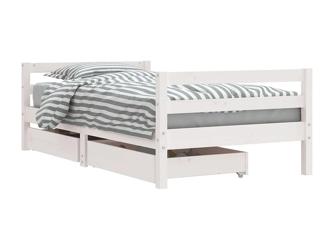 Lit-80x160 cm pour enfant tiroirs blanc bois pin massif EGGB71677